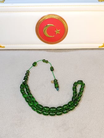 PATİNLİ ATEŞ KEHRİBAR TESBİH YEŞİL