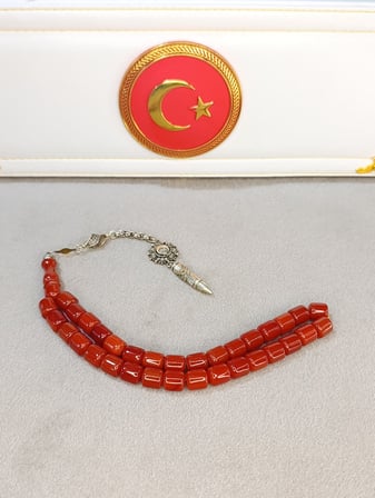 SIKMA KEHRİBAR TESBİH HARELİ TURUNCU RENKLİ