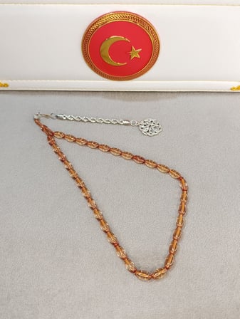ATEŞ KEHRİBAR TESBİH PARLAK ŞEFFAF RENK