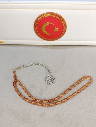 ATEŞ KEHRİBAR TESBİH PARLAK ŞEFFAF RENK