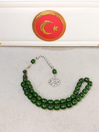 YEŞİL SIKMA KEHRİBAR TESBİH
