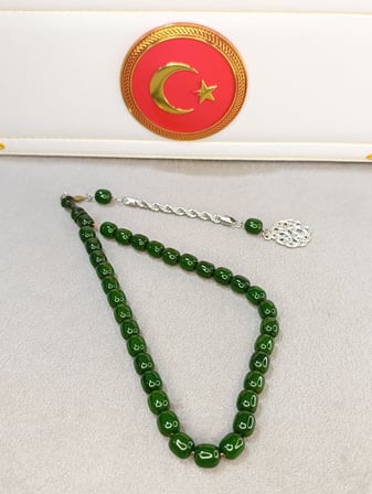 YEŞİL SIKMA KEHRİBAR TESBİH
