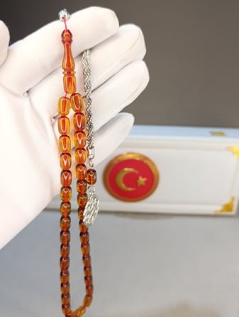 BAL RENKLİ ATEŞ KEHRİBAR TESBİH