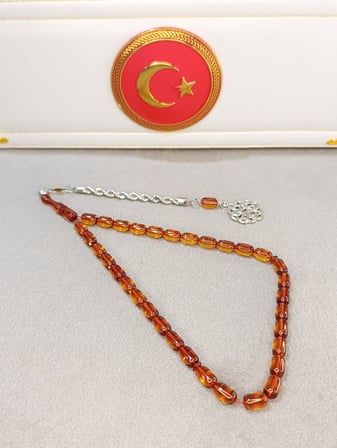 BAL RENKLİ ATEŞ KEHRİBAR TESBİH