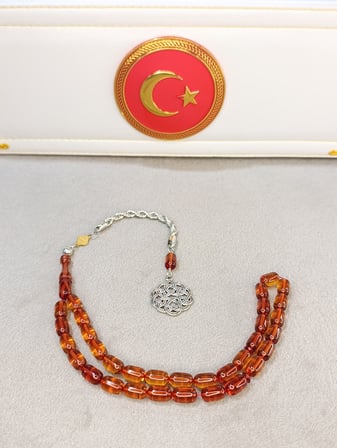 BAL RENKLİ ATEŞ KEHRİBAR TESBİH