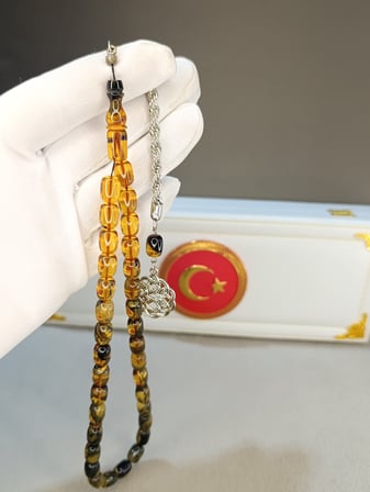HARELİ RENK GEÇİŞLİ ATEŞ KEHRİBAR TESBİH