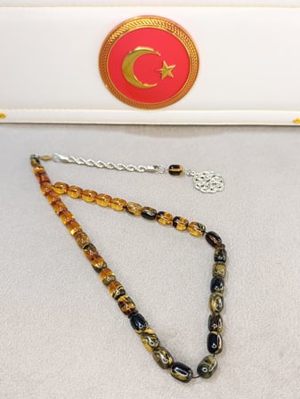 HARELİ RENK GEÇİŞLİ ATEŞ KEHRİBAR TESBİH