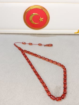 GÜL KURUSU RENK ATEŞ KEHRİBAR TESBİH