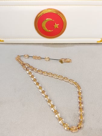 ATEŞ KEHRİBAR TESBİH ŞEFFAF RENKLİ 