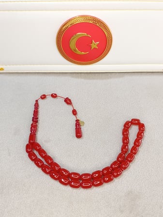 SIKMA KEHRİBAR TESBİH KIRMIZI RENKLİ