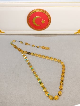 EMİNE REŞVANİ ATEŞ KEHRİBAR TESBİH ŞEFFAF RENK 