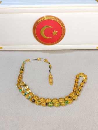 EMİNE REŞVANİ ATEŞ KEHRİBAR TESBİH ŞEFFAF RENK 