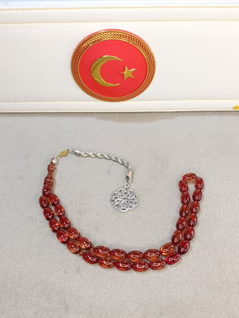 ATEŞ KEHRİBAR TESBİH GÜL KURUSU RENKLİ