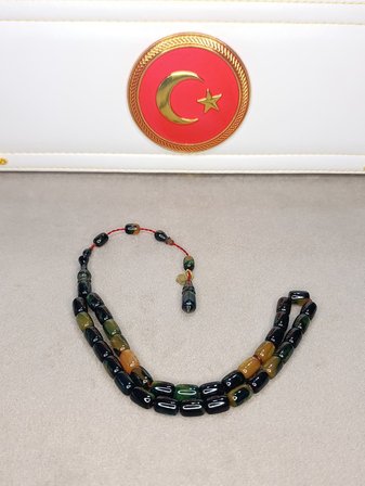HARELİ SIKMA KEHRİBAR TESBİH HALİL KOÇAK USTA YAPIMI