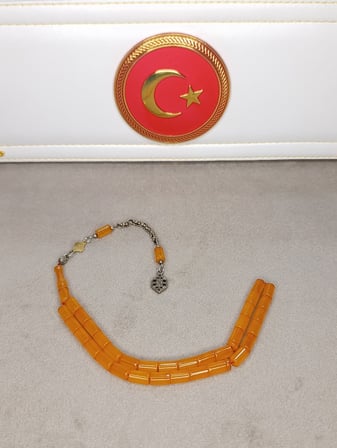 ATEŞ KEHRİBAR TESBİH KESME KESİM HALİL KOÇAK USTA YAPIMI