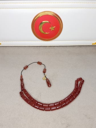 ATEŞ KEHRİBAR TESBİH HALİL KOÇAK USTA YAPIMI SİSTEMLİ