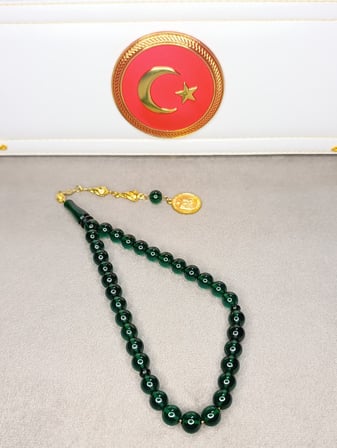 ZÜMRÜT YEŞİLİ ATEŞ KEHRİBAR TESBİH HALİL KOÇAK USTA YAPIMI