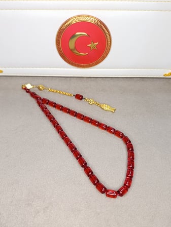 ATEŞ KEHRİBAR TESBİH KAPSÜL KESİM HALİL KOÇAK USTA YAPIMI