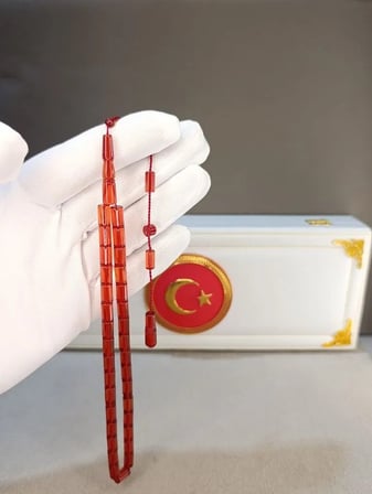 ATEŞ KEHRİBAR TESBİH ERKAN ÇUBUKÇU USTA YAPIMI