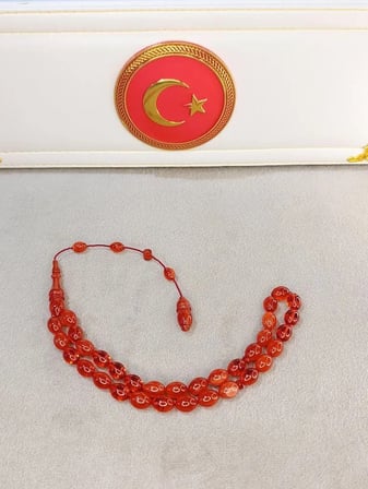 ATEŞ KEHRİBAR TESBİH MUHAMMET TACİR USTA YAPIMI