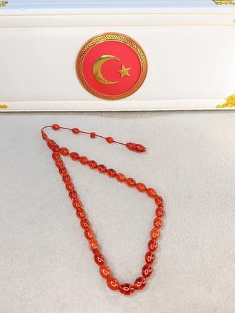 ATEŞ KEHRİBAR TESBİH MUHAMMET TACİR USTA YAPIMI
