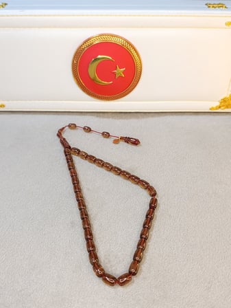 ATEŞ KEHRİBAR TESBİH HALİL KOÇAK USTA İMZALI