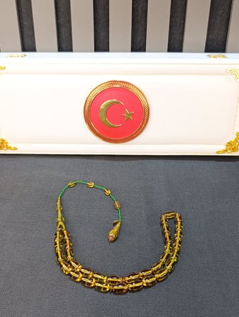 ATEŞ KEHRİBAR TESBİH MUSTAFA ASLAN USTA YAPIMI