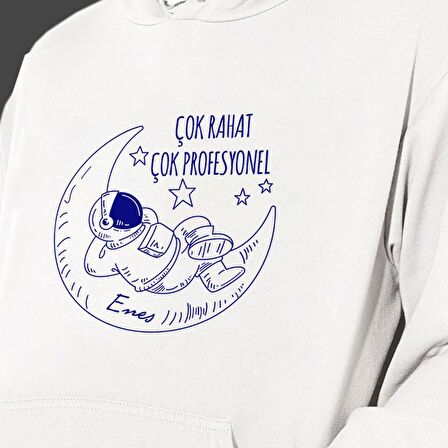 Kişiye Özel Çok Rahat Çok Profesyonel Baskılı Cepli, Kapşonlu Beyaz Unisex Sweatshirt HK2362