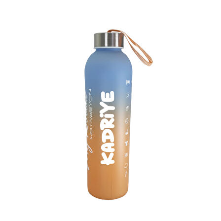 Kişiye Özel Renkli 750 ml Motivasyon Cam Su Matarası HK2708