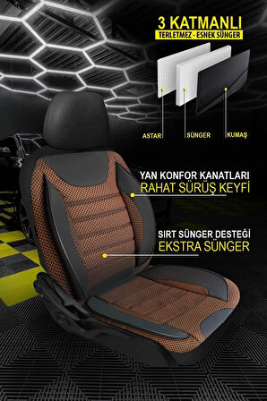 UNİVERSAL KZY ECO Jakar BRONZ Renault R9 Uyumlu Oto Koltuk Kılıfı