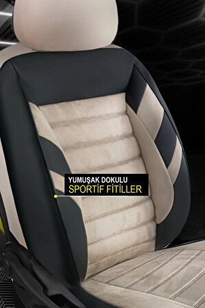 UNİVERSAL KZY Zebra Bej-Siyah  Mitsubishi Colt Uyumlu Oto Koltuk Kılıfı
