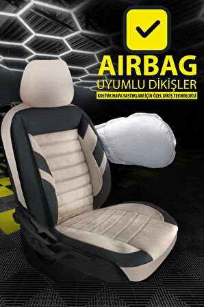 UNİVERSAL KZY Zebra Bej-Siyah  Audi A3 1997-2012 Uyumlu Oto Koltuk Kılıfı