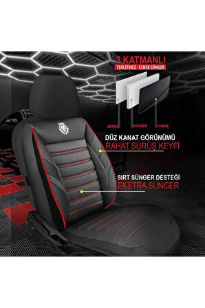 KZY King Jakar KIRMIZI  Volkswagen Polo 1995-2009 Uyumlu Oto Koltuk Kılıfı