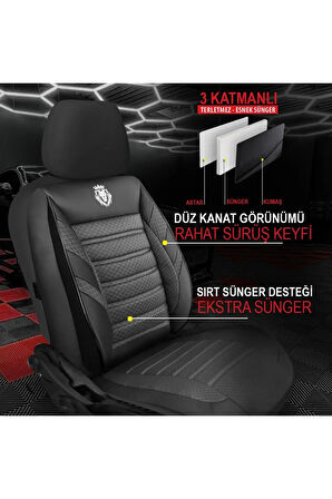 KZY King Jakar SİYAH  Renault Clio 3 Uyumlu Oto Koltuk Kılıfı