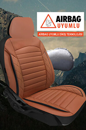 Kia Clarus  Uyumlu 5 KOLTUK TAM SET MAY SERİSİ DERİ OTO KOLTUK KILIFI TERLETME YAPMAZ TABA