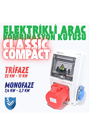 Classic COMPACT'' Trifaze Elektrikli Araç Kombinasyon Kutusu 5x32A+1x16A, 5 Yıl Garanti V i k o / P a n a s o n i c