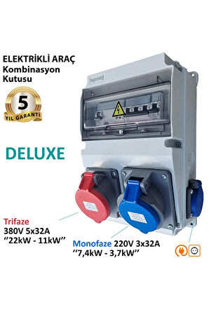 Elektrikli Araç Kombinasyon Kutusu "DELUXE" 5x32A + 3x32A + 1x16A, V i k o / P a n a s o n i c