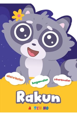 Şekilli Hayvanlar Serisi - Rakun Aktivite Boyama Çıkartma Kitabı