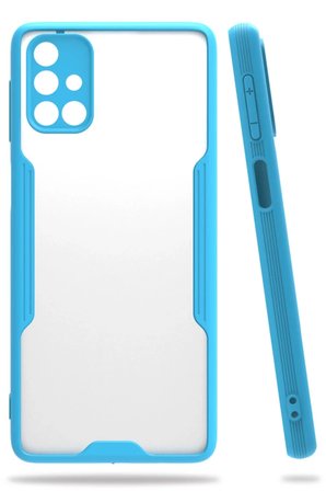Newface Samsung Galaxy M31S Kılıf Platin Silikon - Mavi