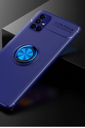Newface Samsung Galaxy M51 Kılıf Range Yüzüklü Silikon - Mavi