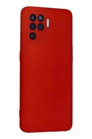 Newface Oppo Reno 5 Lite Kılıf Nano içi Kadife Silikon - Kırmızı