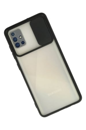 Newface Samsung Galaxy A71 Kılıf Palm Buzlu Kamera Sürgülü Silikon - Siyah