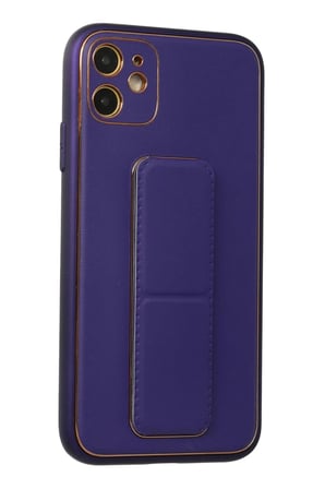 Newface Apple iPhone 12 Kılıf Coco Deri Standlı Kapak - Mor