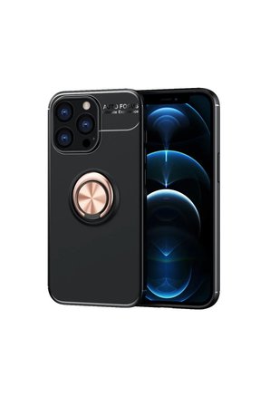 Newface Apple iPhone 13 Pro Kılıf Range Yüzüklü Silikon - Siyah-Gold