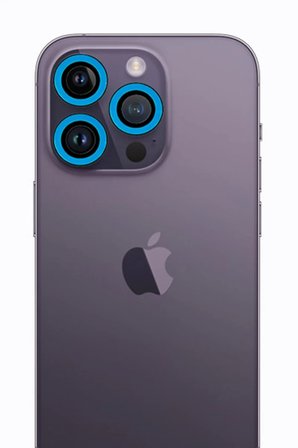 Newface Apple iPhone 13 Pro Max Neon Fosforlu Kamera Lens - Mavi
