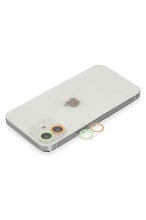 Newface Apple iPhone 12 Mini Renkli Kamera Lens Koruma Cam - Turuncu-Yeşil