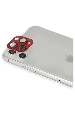 Newface Apple iPhone 11 Pro Max Pers Alüminyum Kamera Lens - Kırmızı