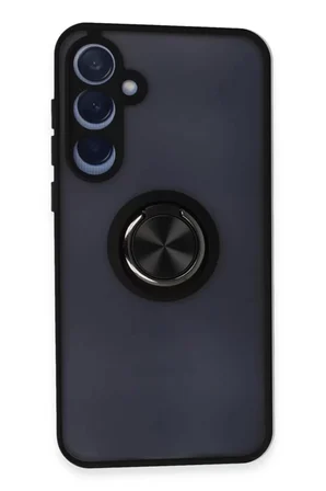 Newface Samsung Galaxy A35 5G Kılıf Montreal Yüzüklü Silikon Kapak - Siyah