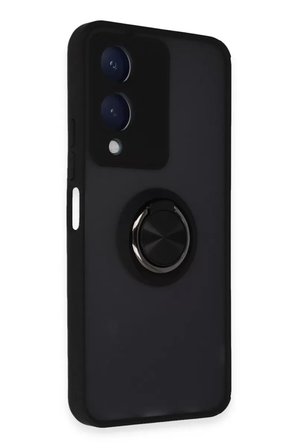 Newface Vivo Y17S Kılıf Montreal Yüzüklü Silikon Kapak - Siyah