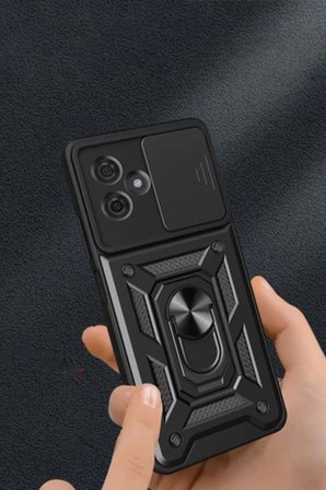 Newface Xiaomi Redmi Note 13 Pro Plus Kılıf Pars Lens Yüzüklü Silikon - Kırmızı